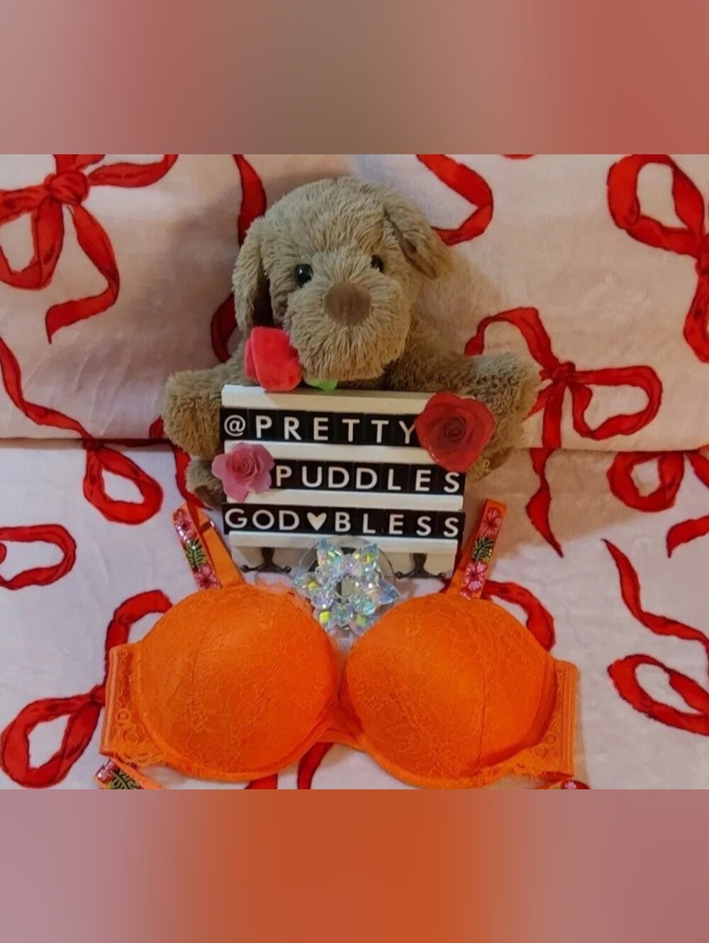 🌺 42C VS Very Sexy Hibiscus Shine Strap Lace Push-Up Bra 🌺